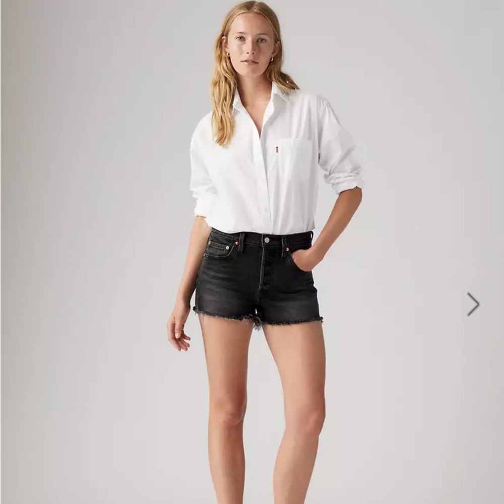 Levi's Black Jean Shorts Distressed High-Waisted